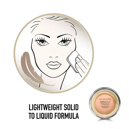 Miniatura 3 de Max Factor Miracle Touch Foundation, fórmula nueva y mejorada, SPF 30 y ácido hialurónico, arena 60