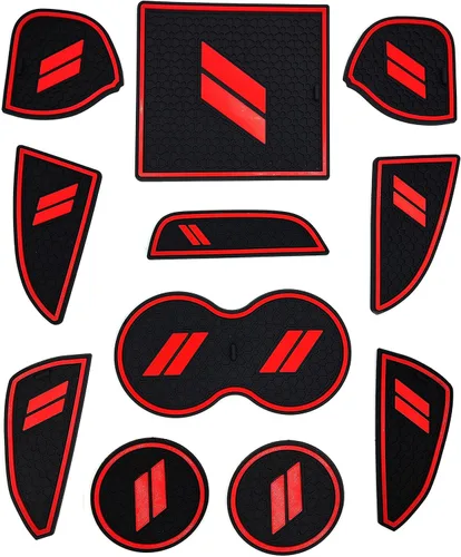 Miniatura 6 de Auprite Alfombrillas antipolvo para accesorios Dodge Challenger 2015 2016 2017 2018 2019 2020 2021 2022 2023, se adapta a la medida forros de Rojo