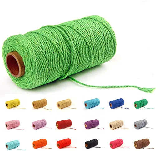 Miniatura 19 de Cordón de macramé de algodón 2 mm x 109 yardas, cuerda de algodón colorida para manualidades DIY, ganchos de plantas (Beige)