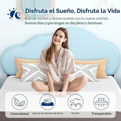 Miniatura 6 de Amazon Basics Colchón de espuma viscoelástica, sensación suave y mullida, 6 pulgadas, individual, blanco/gris
