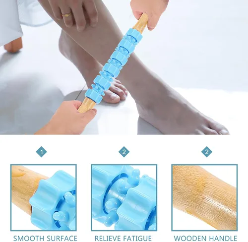 Miniatura 5 de Abaodam Rodillo de masaje muscular para piernas Masajeador de relajación corporal de mano PVC y construcción de acero, rodillo de espuma de fitness