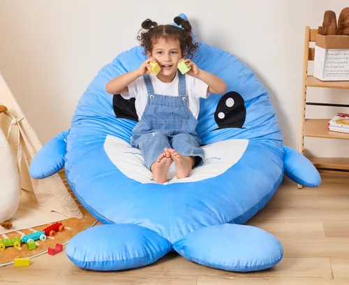 Miniatura 12 de Hobestluk Puf - Cojín de suelo para puf, puf para adultos, tumbona para sala de estar, dormitorio o sala de juegos (negro, mediano, pingüino)