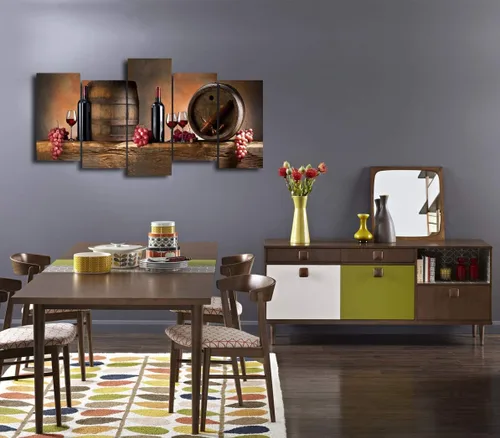 Miniatura 4 de Cao Gen Decor Art -K60527 5 paneles de arte de pared de frutas uvas de vino tinto pintura sobre lienzo estirado y enmarcado impresiones de lienzo