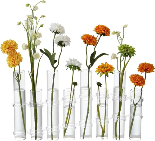 Florero con bisagras Diferentes alturas Cilindro transparente de vidrio pequeño Jarrón plegable Estación de propagación de tubo de ensayo