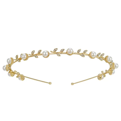 SWEETV Diadema para niña de flores, perla para niñas, accesorios para el cabello de princesa, para fiesta de cumpleaños, primera comunión, color