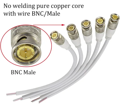 Miniatura 3 de Cable de extensión BNC de video BNC a cable desnudo, conector de extremo abierto, cable de extensión B-N-C, cable de cola macho para vigilancia
