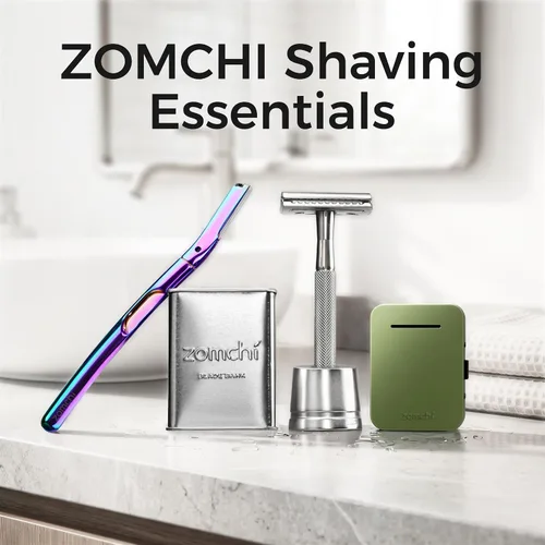 Miniatura 9 de ZOMCHI Maquinilla de afeitar de seguridad de doble filo para hombres y mujeres, maquinilla de afeitar de metal con 5 cuchillas de afeitar de Navaja