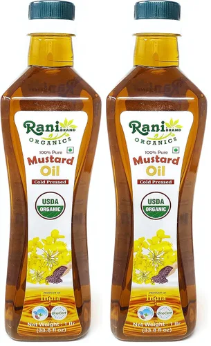 Miniatura 16 de Aceite de Mostaza Rani (Kachi Ghani) 169 Onzas (5 Litros) SIN GMO Sin Gluten Vegano 100% Natural Kosher
