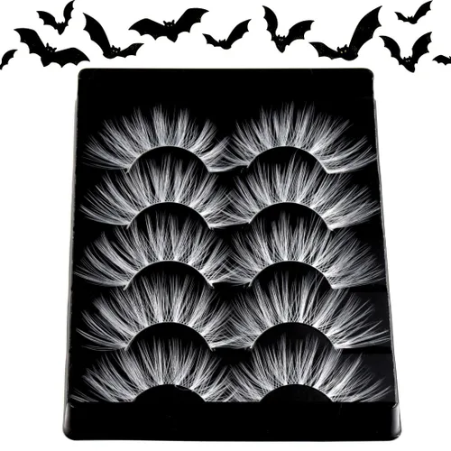 Miniatura 7 de Pestañas postizas blancas de Halloween, herramientas de extensión, anime japonés, cosplay, maquillaje natural, para fiesta de máscaras, pestañas