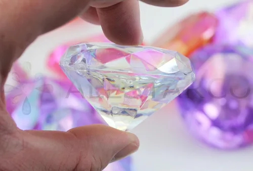 Miniatura 2 de Allstarco 4 piezas de 2.362 in extra grandes de diamante acrílico con revestimiento AB para decoración de mesa de boda, rellenos de jarrón envueltos