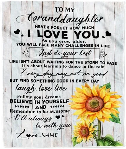 Miniatura 23 de Manta personalizada con texto en inglés «To My Granddaughter from Grandma Grandpa Sunflower Never Forget That I Love You», manta de forro polar