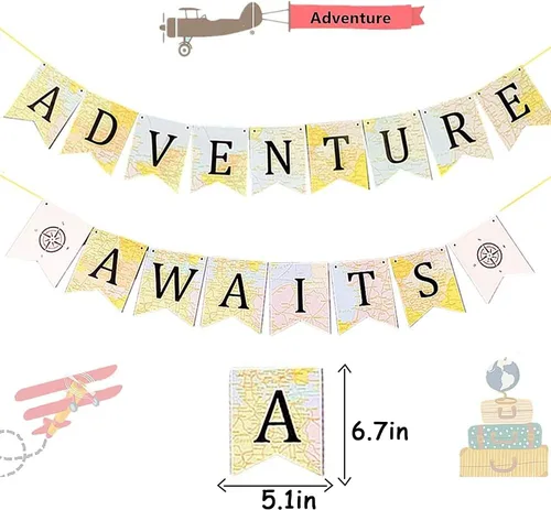 Miniatura 3 de JeVenis Adventure Awaits - Cartel temático de viaje para baby shower, graduación, fiesta de jubilación, 1 x 1 pulgada, tonos tierra, cuadrado