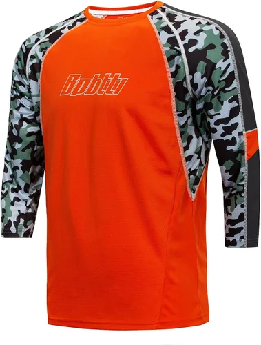 bpbtti Camiseta de ciclismo de montaña para hombre, manga 34, Downhill MTB, ajuste holgado, camiseta de ciclismo UPF UPF50+, Gris