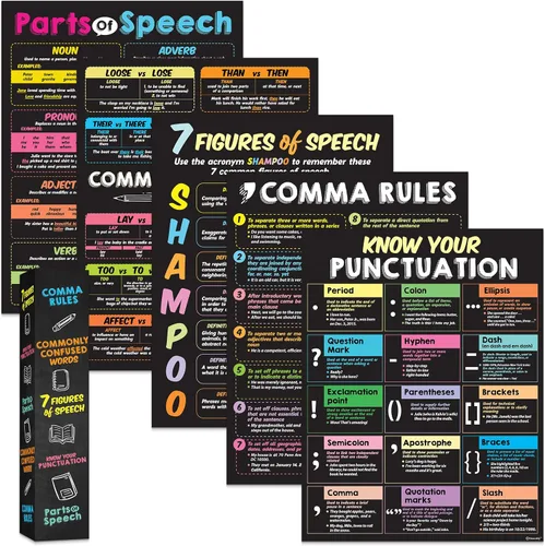 Miniatura 12 de Decorably 5 pósteres bohemios de arcoíris en inglés para aula, 17 x 22 pulgadas, laminado mate para pasillos escolares, tablones de anuncios