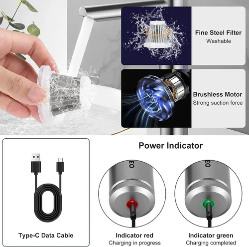 Miniatura 8 de WADEO Aspiradora de mano inalámbrica, 4 en 1 21000 PA sin escobillas para automóvil y 210000 rpm, soplador de aire de batería de 7500 mAh