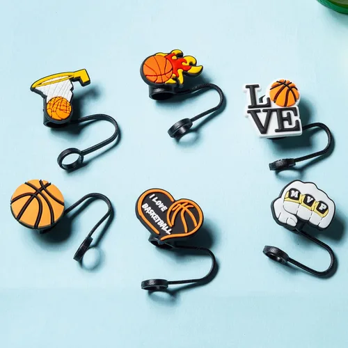 Miniatura 4 de 6 tapas de paja de baloncesto para copa Stanley, 0.394 in, reutilizables, lindos accesorios para popotes para beber, protector portátil, tapones
