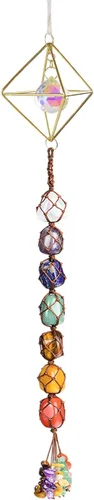 Miniatura 20 de Adornos colgantes de cristal hechos a mano para ventana de automóvil, 7 chakras, decoración del hogar, adorno de Feng Shui, adorno de yoga