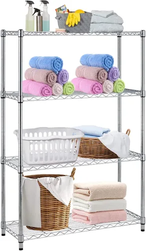 Miniatura 8 de Estantería ajustable de 4 niveles con capacidad de 1000 libras, estantes de almacenamiento de metal resistentes para baño, cocina, despensa, estante