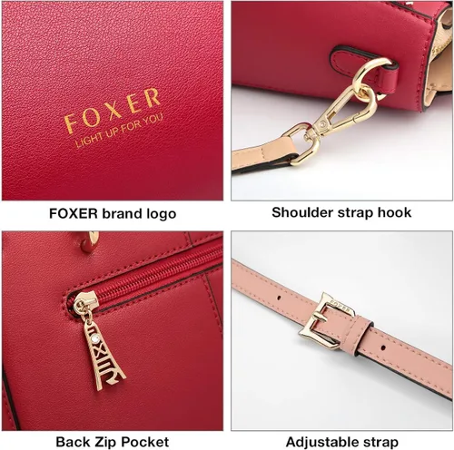 Miniatura 4 de Bolsos de cuero para mujer, con asa superior y correa ajustable