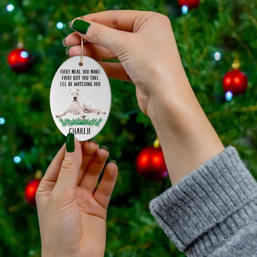 Miniatura 4 de Every Meal You Make Every Bite You Take Lying Dogo Argentino Adornos de Navidad personalizados 2024 Oval Blanco Cerámica Cachorro Dueño Regalos