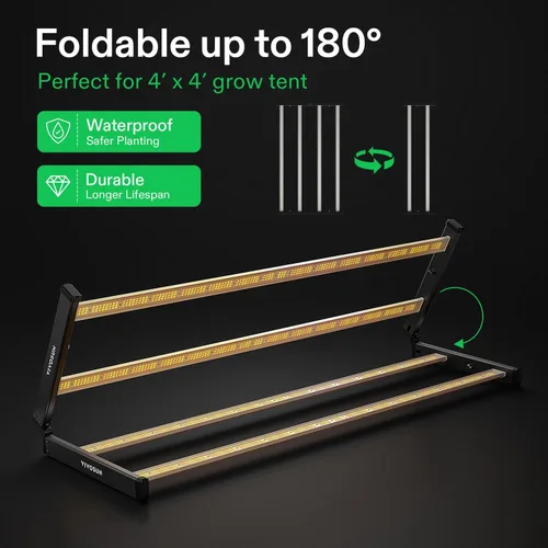 Miniatura 4 de Vivosun VSFL3000 Luz de Cultivo LED de Barra, Luz de Crecimiento para Plantas de 300W 4 Barras, Plegable y Regulable, Espectro Completo con Luz