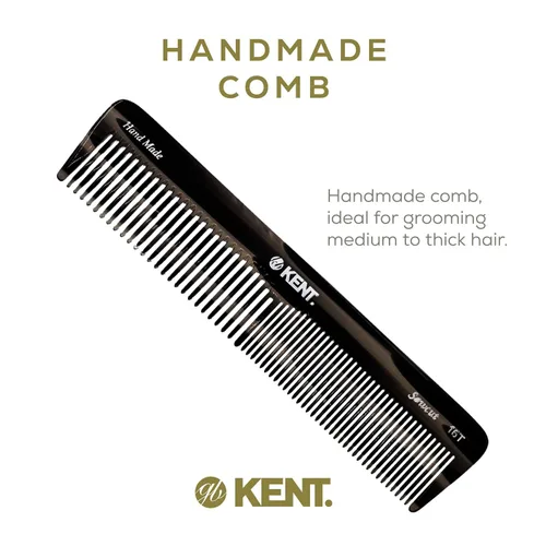 Miniatura 3 de Kent 16TG Peine de tocador para el cabello, doble diente, grafito fino/ancho para cabello, barba y bigote, peine de peluquería grueso/fino