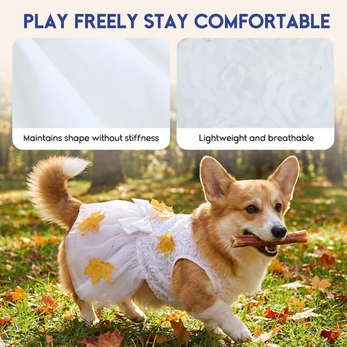 Miniatura 3 de ASENKU Vestido para Perro Vestido de Boda para Mascota Vestido de Princesa de Encaje para Cachorro Traje de Fiesta de Cumpleaños Ropa Formal