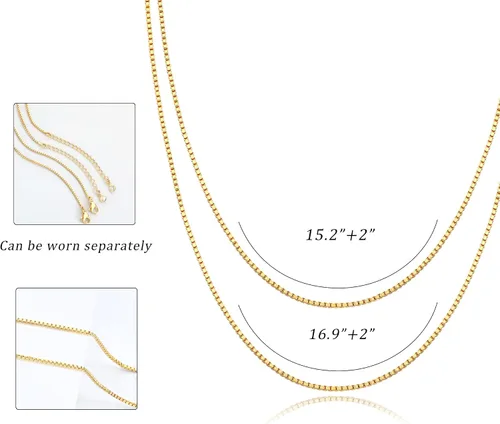 Miniatura 6 de CHESKY Collares de oro en capas para mujer, collar de cadena de oro delicado de 14 quilates para mujer, cadena de clip de eslabones cubanos de moda