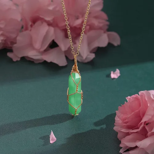 Miniatura 4 de VIBILIA Collar de Cristal Curativo con Envoltura de Alambre Piedra Punta de Amatista Natural Colgante Hexagonal Joyería de Cuarzo Reiki Espiritual