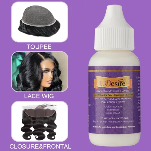 Miniatura 5 de Pegamento invisible de unión - Impermeable 1.3oz - Control de humedad extra - Pegamento de peluca de sujeción ligera para peluca de polietileno