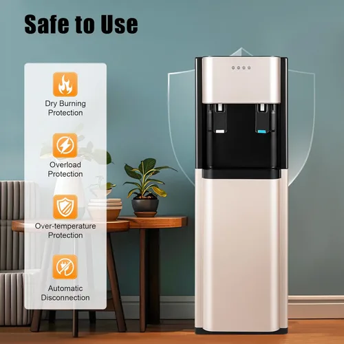 Miniatura 3 de Dispensador de enfriador de agua de carga inferior para botellas de 5 galones, enfriador de agua de acero inoxidable con 2 ajustes de temperatura