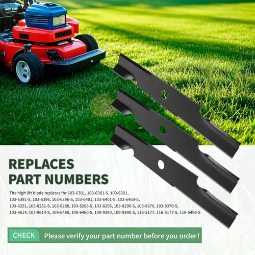 Miniatura 6 de 103-6401 Cuchilla de cortacésped compatible con Ex Mark Lazer Z CT Tu rf Tra CER 48 pulgadas, reemplaza para 103-6401-S, paquete de 3