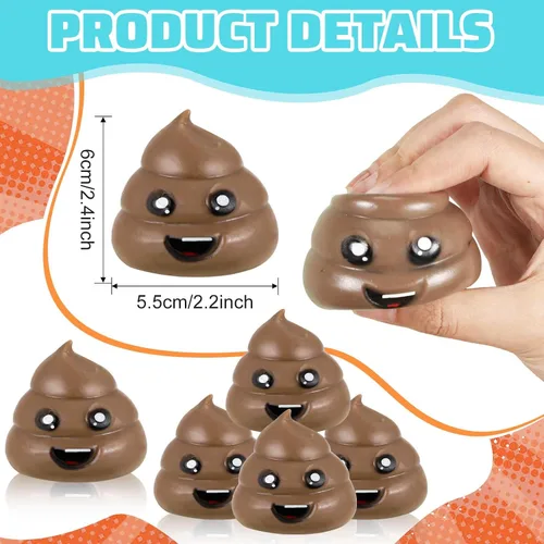 Miniatura 2 de Lenwen - Paquete de 12 bolas antiestrés para excrementos, figuras falsas, juguetes elásticos sensoriales novedosos, juguetes de broma, bola