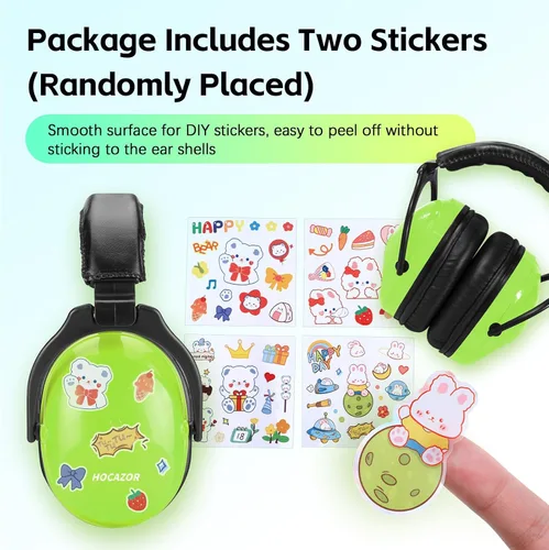 Miniatura 4 de 2 Pack HZ015 Orejeras de protección para niños, orejeras de seguridad duraderas con cancelación de ruido, verde+verde