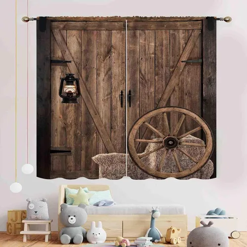 Miniatura 3 de Cortinas de puerta de granero, cortinas de madera rústica de granja, cabina de madera, tablón de madera, puerta de garaje de madera de granero