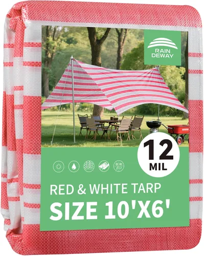Miniatura 27 de RAINDEWAY Lona blanca resistente de 12 mil de 12 x 20 pies, resistente a los rayos UV, impermeable, resistente a la intemperie, con ojales de metal