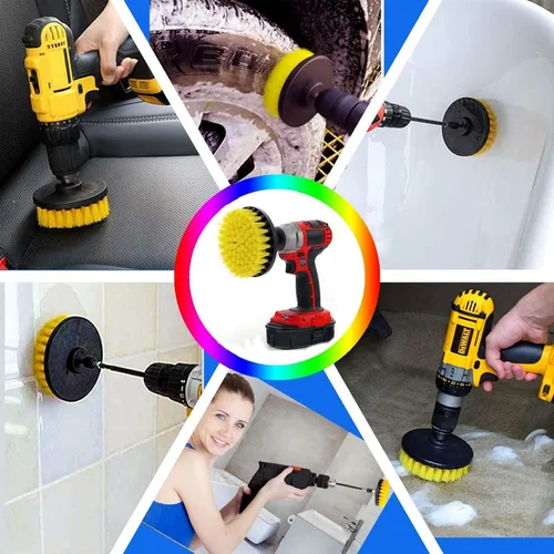 Miniatura 4 de Juego de 7 cepillos de taladro, juego de accesorios multiusos con fijación prolongada, herramientas eléctricas, cepillo de limpieza para automóvil