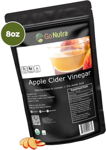Miniatura 7 de Go Nutra Polvo de vinagre de sidra de manzana orgánico de 8 onzas. Polvo de sidra de manzana de ácido acético natural ACV al 5% para cocinar