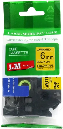 Miniatura 11 de Paquete de 1 unidad LM Tapes LMe511 Premium de 1/4 de pulgada con impresión negra en etiqueta azul compatible con Brother TZe-511 P-Touch, incluye