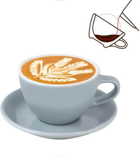 Miniatura 7 de watchget Taza y platillo de porcelana con leche – Taza de cerámica de 9.5 onzas para capuchino, té, latte, café moca, cian