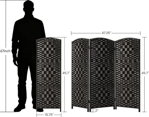 Miniatura 2 de HALLYBEE Divisor de habitación pequeño, pantalla de privacidad, separadores de habitación cortos y pantallas de privacidad plegables, divisiones
