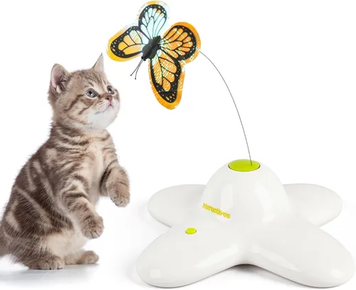 Miniatura 10 de ALL FOR PAWS Juguete interactivo 3 en 1 para gatos con bolas rodantes, juguete de plumas Whack-a-Mole, juguetes giratorios automáticos para gatitos