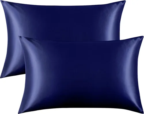 Miniatura 11 de FLXXIE Paquete de 2 fundas de almohada de satén para piel y cabello, 14 x 20 pulgadas, fundas de almohada de viaje suaves y sedosas para niños