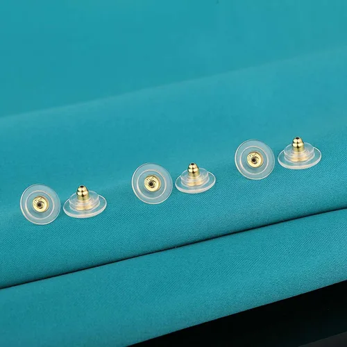 Miniatura 7 de Catinee 3 pares de respaldos de aretes de plata de ley, ajuste hipoalergénico con cierre de 0,028-0,039 pulgadas (blanco+oro)