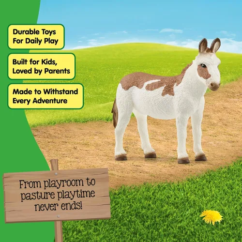 Miniatura 5 de Schleich Farm World - Figura de animal de burro manchado americano – Juguete de animal de granja altamente detallado y duradero, juego divertido