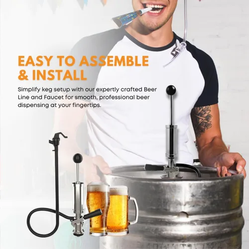 Miniatura 5 de FastRack Bomba de fiesta de 4 pulgadas, sonda de acero inoxidable, Grifo de cerveza de 4 pulgadas resistente, Acoplador de barril completo
