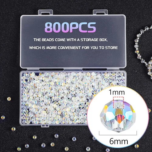 Miniatura 2 de 800 cuentas de cristal Rondelle de 0.236 pulgadas (0.236 in), cuentas de cristal facetadas para bricolaje para hacer joyas, atrapasoles, pulseras