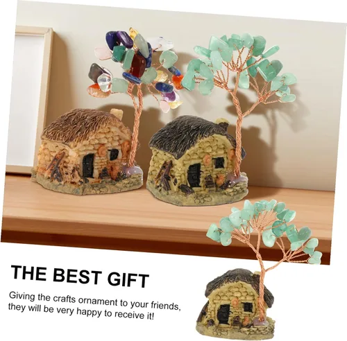 Miniatura 9 de Cabilock Adorno de árbol de piedras preciosas de cristal para árbol de dinero, mini oficina resina, árbol de dinero