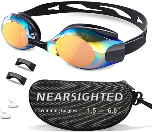 Miniatura 9 de Gafas de natación para miopía, polarizadas, antivaho, sin fugas, para mujeres, hombres, niños y adultos Negro (Smoke Black)