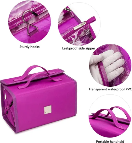 Miniatura 5 de ROYALFAIR Bolsa de maquillaje enrollable, bolsa de aseo de viaje para mujer con 4 bolsas transparentes aprobadas por la TSA, organizador de viaje